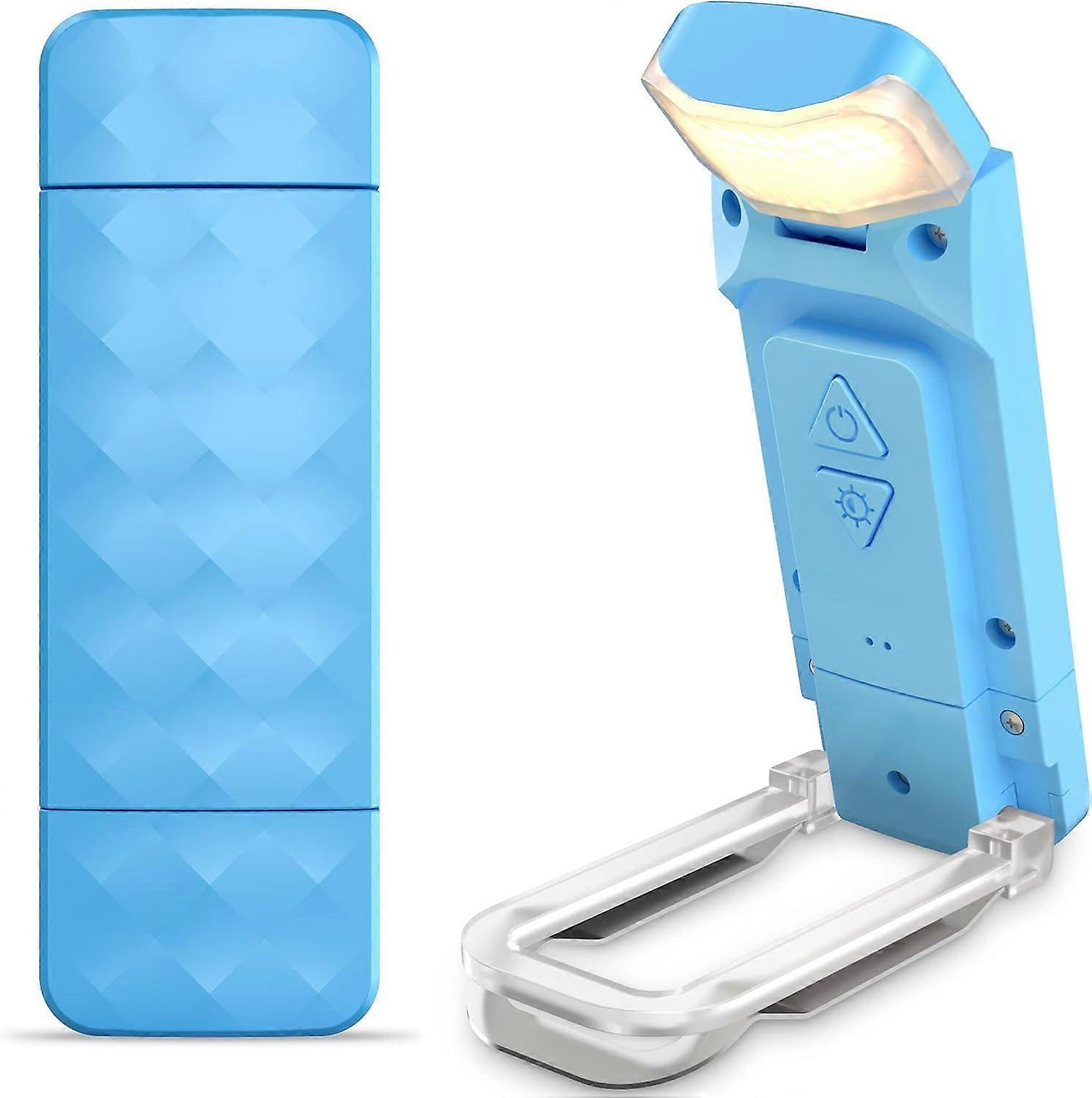 Rechargeable Book Reading Light, Eye Caring Reading Light Clip on Book with 3 Colors Temperatures & 5 Brightness Levels Blue-s