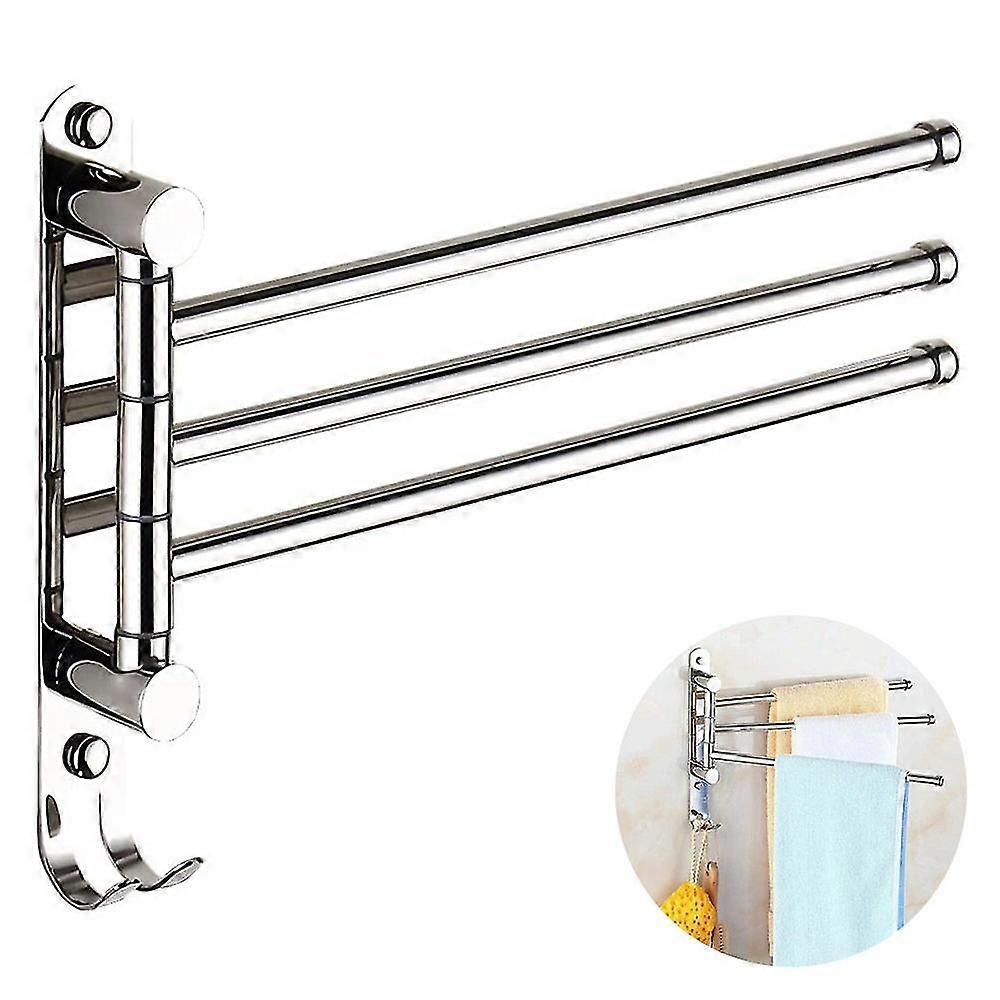 rotating towel rack, brushed stainless steel, wall-mounted