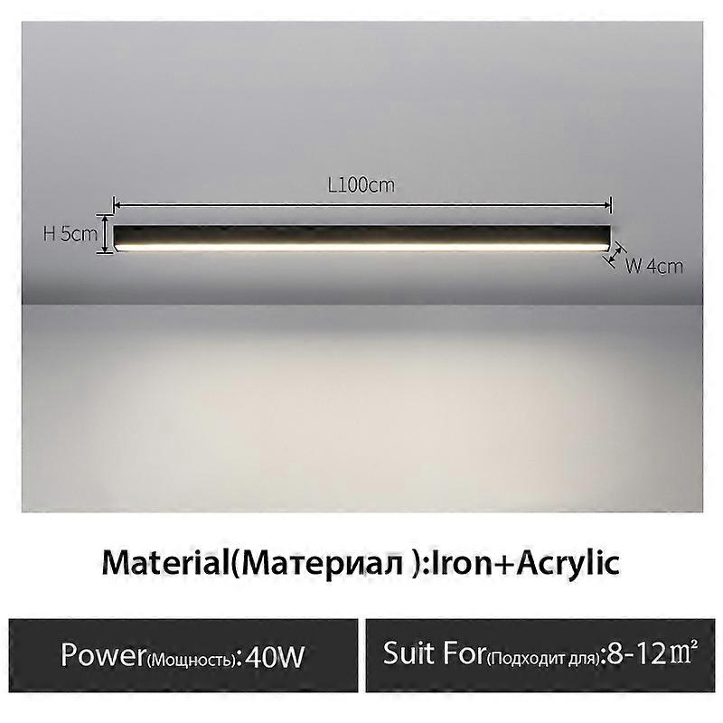 surface mounted linear lamp minimalist Long strip led lamps Balcony aisle cloakroom living room dining room ceiling lamp Black