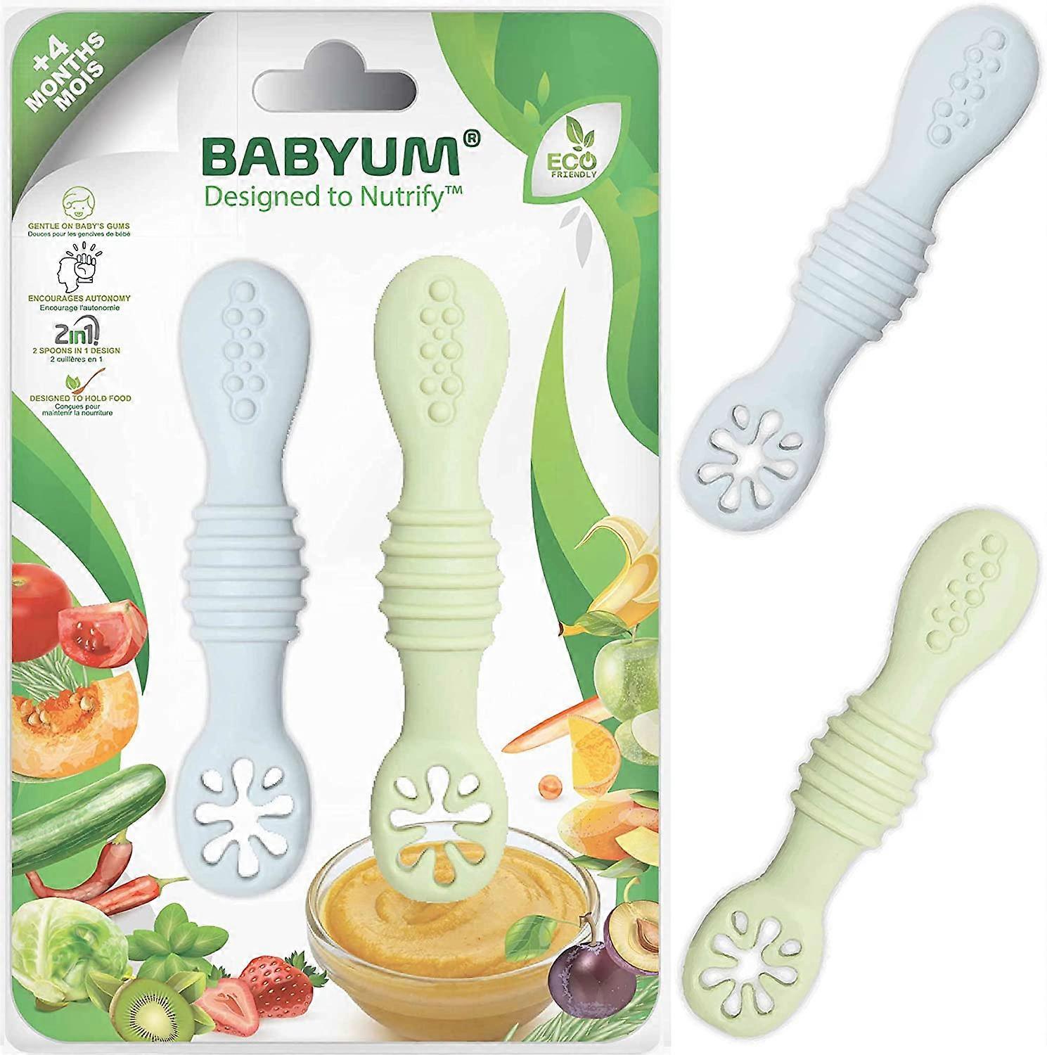 Pack 2 Pre-Training Spoons for Children and Babies 1st, 2nd Age (+4 /+6/+12 months) - Ideal Food Diversification DME BLW - Ergonomic Crockery and Cutl