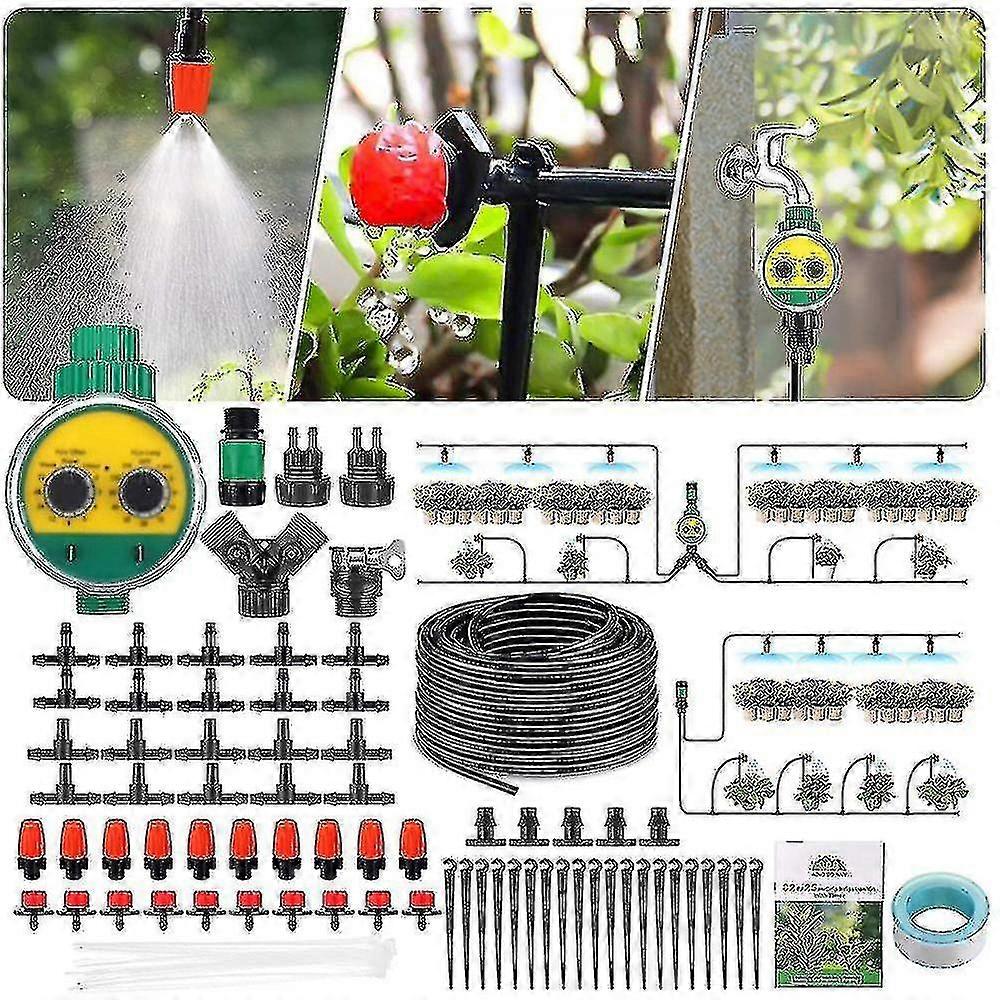 Yy drypp vanning kit med timer 82ft/25m, drypper automatisk vanning system for hage drivhus