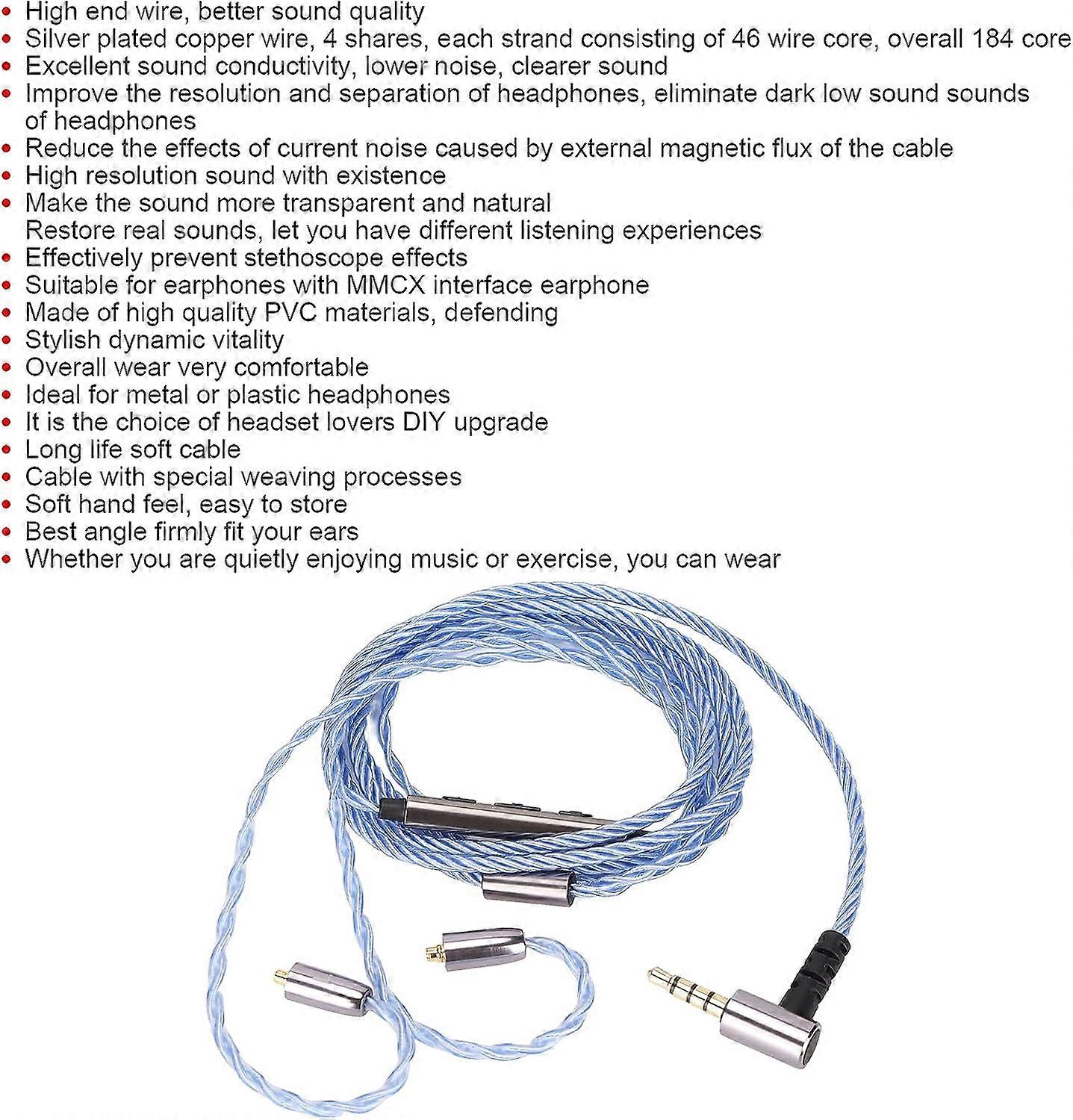 Headphones Cable Replacement Silver Plated Copper Earphone Cable for SE846  SE535 TK200 T100 UE90
