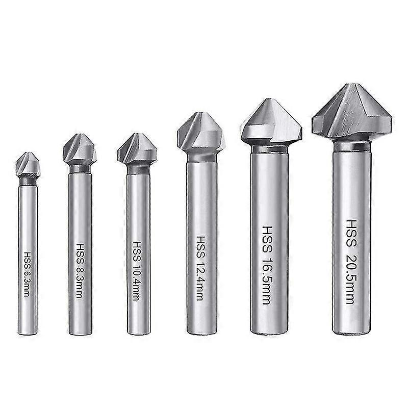 6 Hss 90taper Drill Cylindrical Deburring Tool Metal Pvc Machine Tool 6.3/8.3/10.4/12.4/16.5/20.5mm