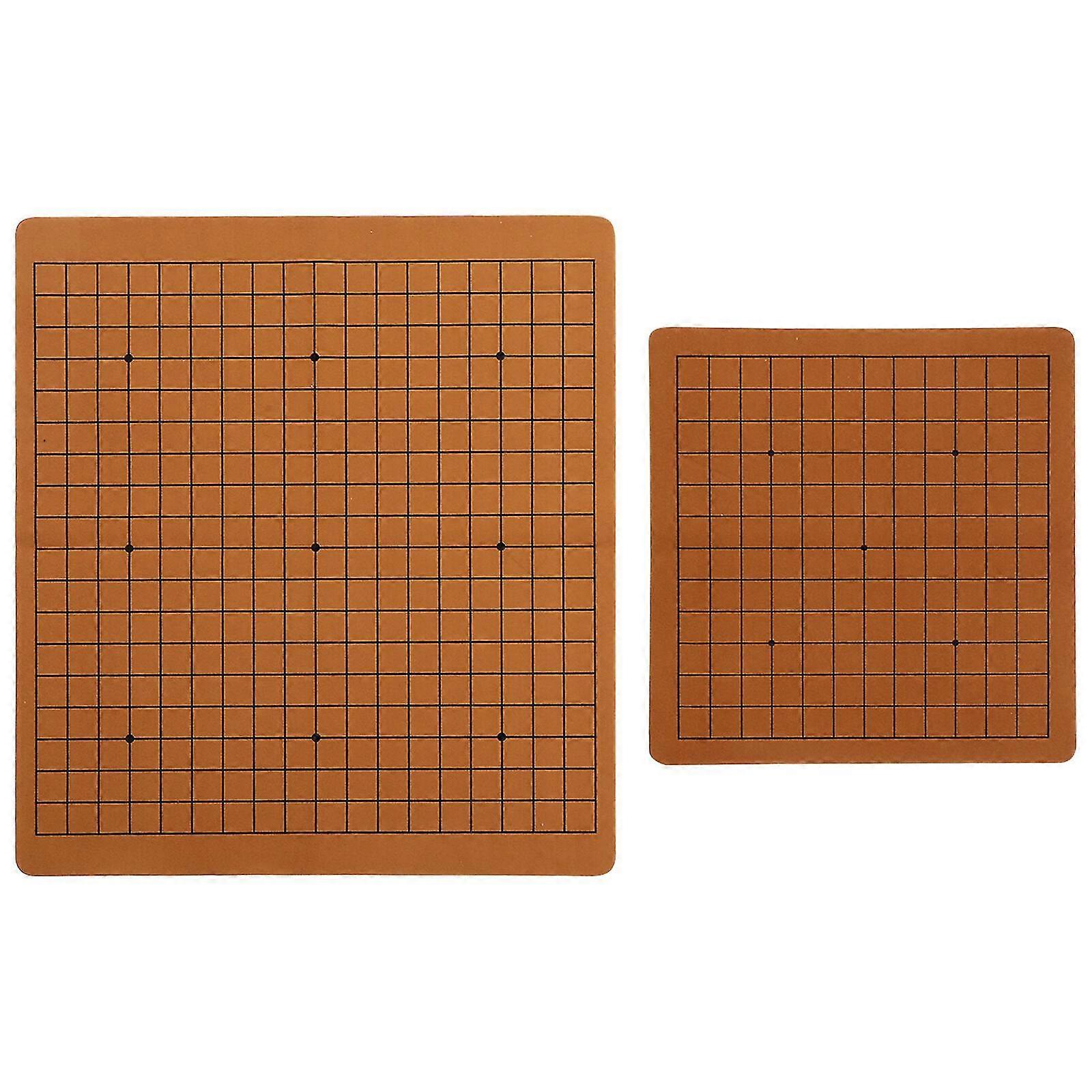 2pcs Portable Go Board Leather Go Board Children Go Chess Board Folding Chessboard Zekai