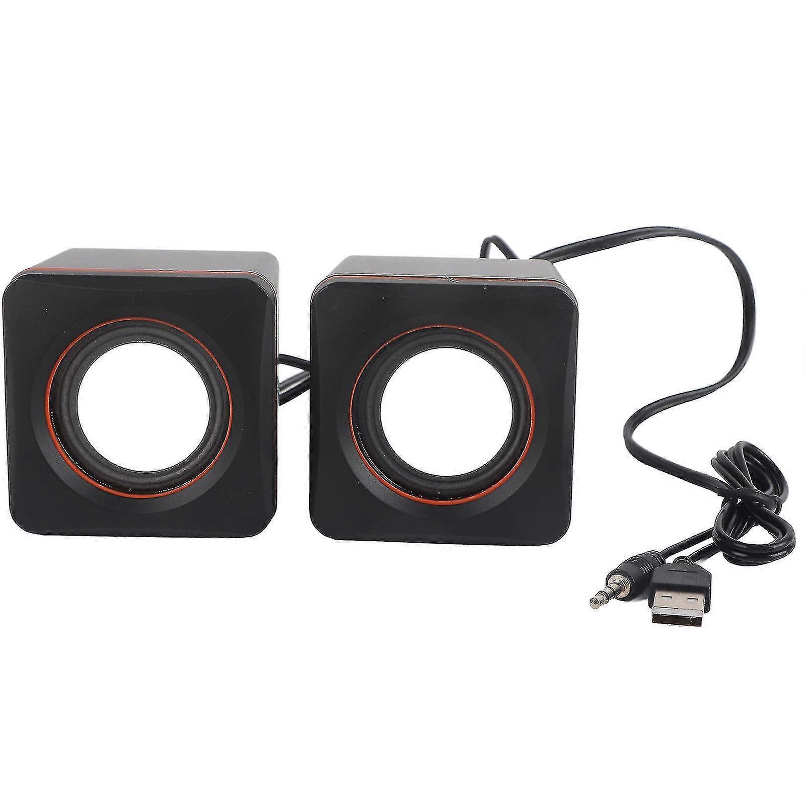 Mini Cube Usb Stereo 3.5mm Jack Wired Speaker For Desktop Laptop Pc Computer(dual Track)