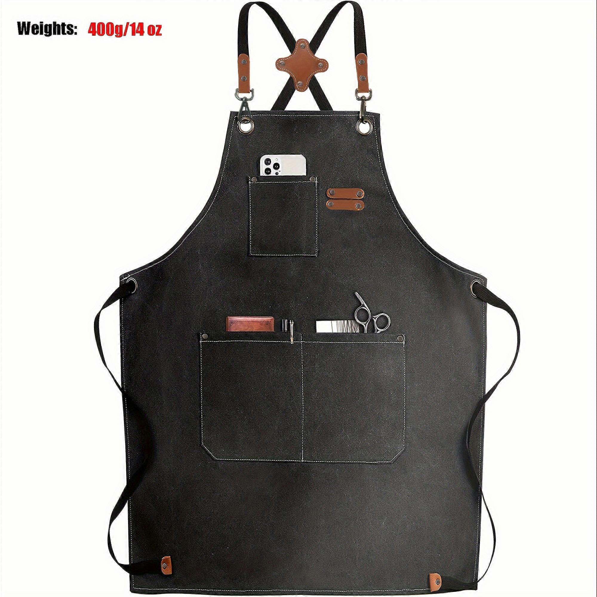 1/2pcs Carpentry Work Apron, Cross Back Chef Apron, Cotton Canvas Multifunction Apron For Men Women, Adjustable Tool Aprons For Cooking Kitchen BBQ Ar