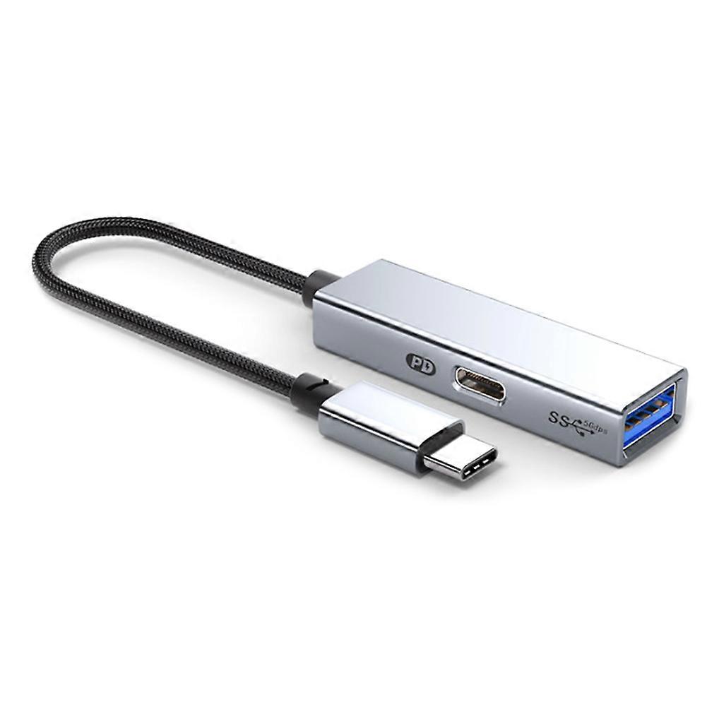 USB 3.2 Type-C HUB 5Gbps 60W PD Charging, OTG Adapter, - High-Speed USB to Type-C Converter Gray