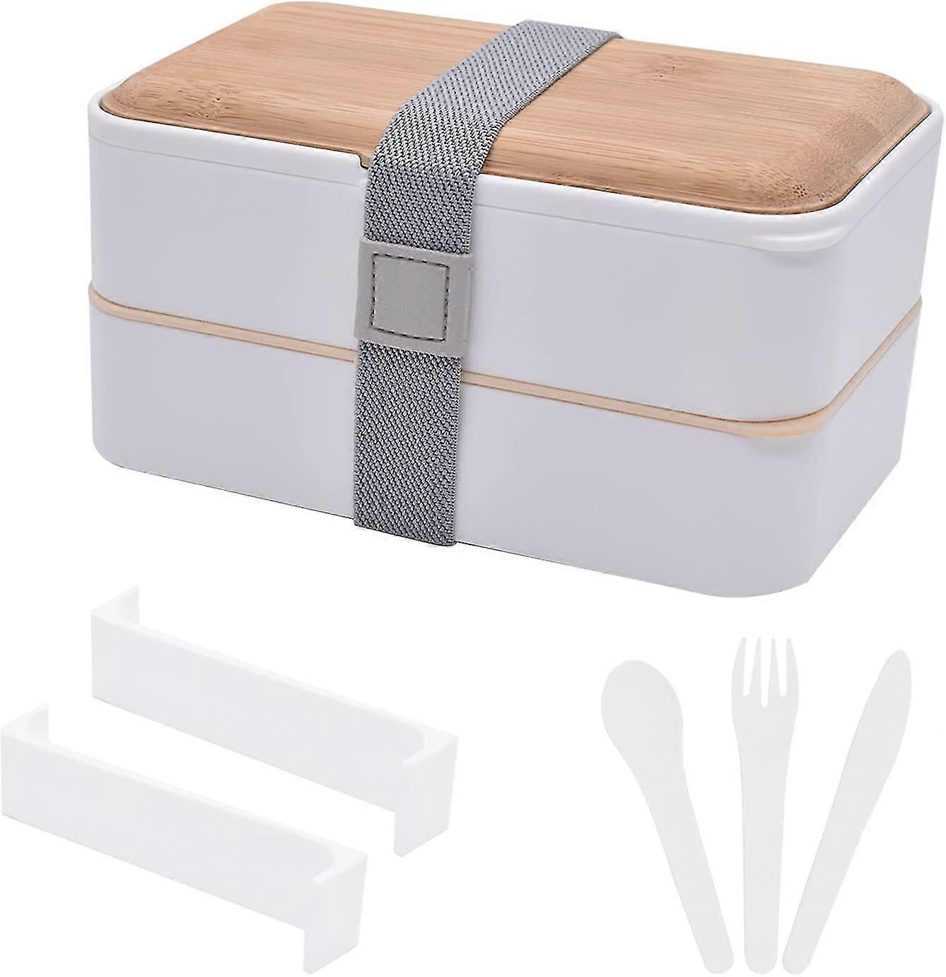 1200ml Bento Boxes, Japanese Lunch Boxes, 2 Stackable Food Containers,for Adult&kids, Men&women, With Nylon Sealing Strap,built-in Reusable Cutlery ,b