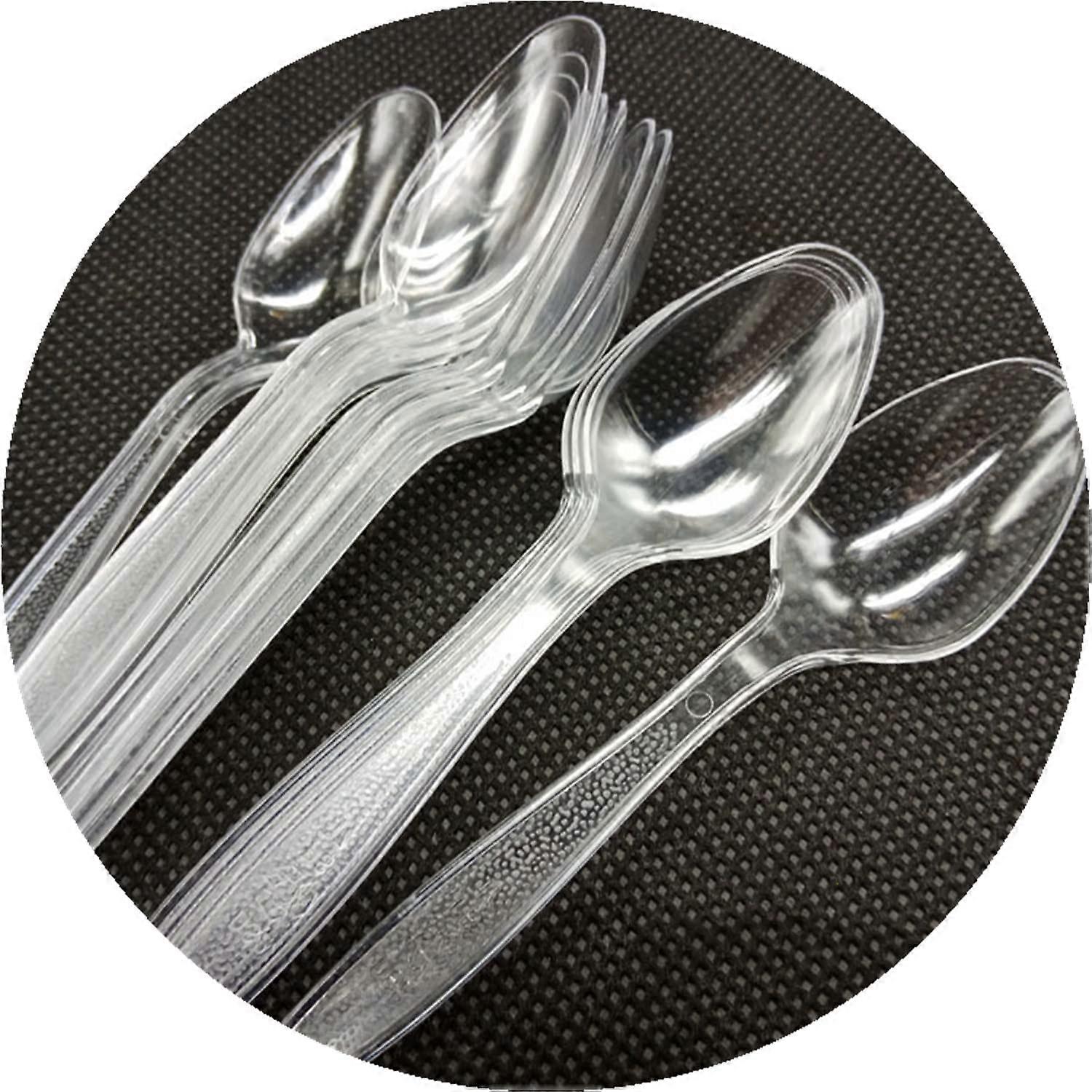 Althee 80 pcs Clear Plastic Spoons Heavy Duty Clear Plastic Spoon Tableware and Dinnerware Reusable