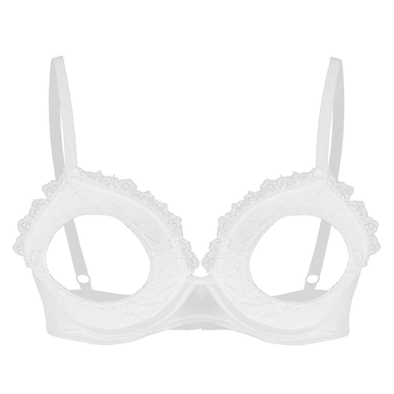 Dame lingeri udskæring Polstret bøjle bh toppe justerbare stropper Åben bryst bh'er Udhulet blonder brystholdere undertøj