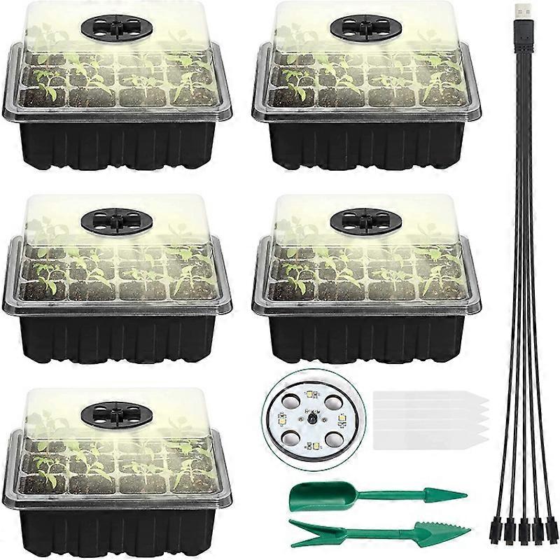 Seed Starter Plant Growing Kits Tray with Light Plant Germination Starter Kit Seed Starter kit with Humidity Dome and Base for Greenhouse