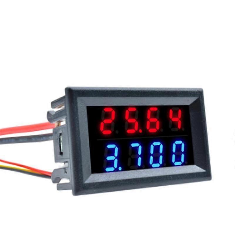 DC 100V 10A 50A 100A Mini Digital Voltmeter Ammeter 4 Bit 5 Wires Voltage Current Meter Tester Blue Red Dual LED Display 0-100V