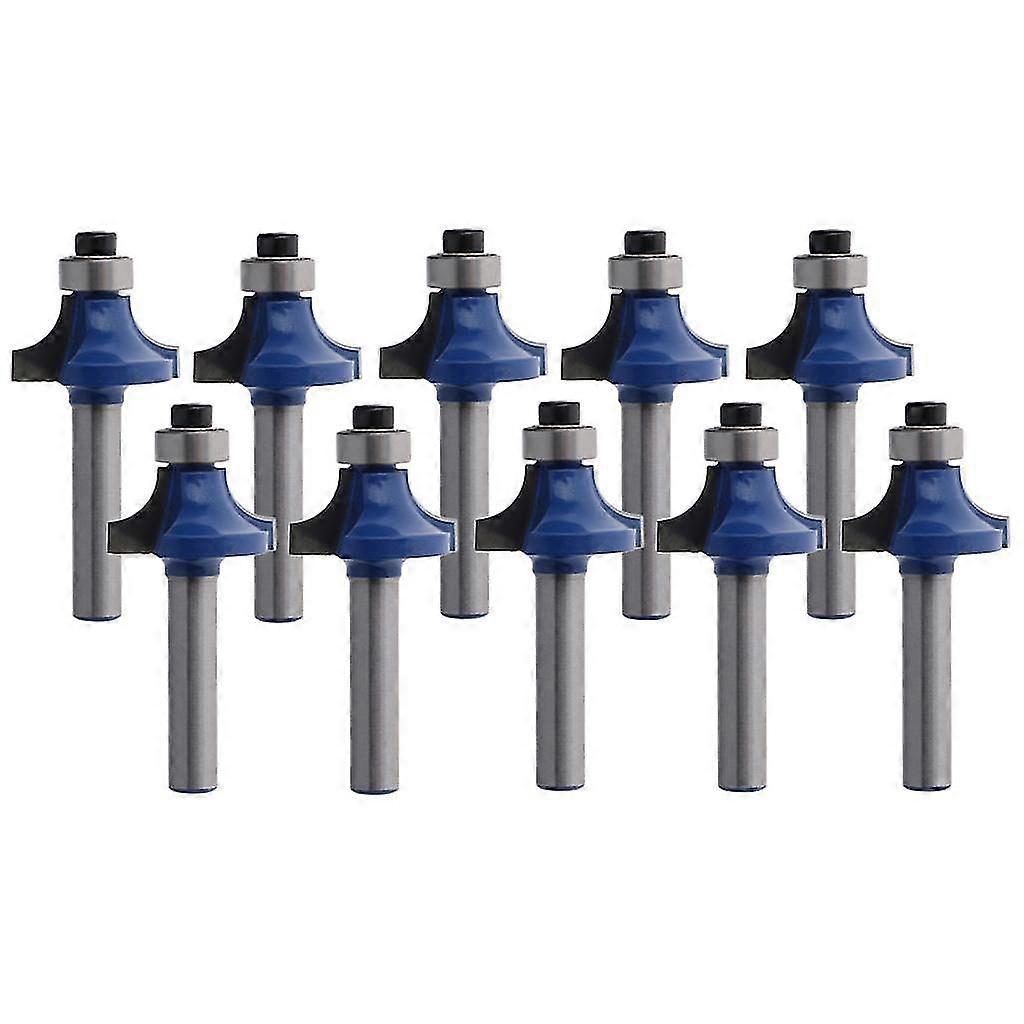 10 Pcs. Router Round Cutter With Ball Bearing, 1/2 Inch Radius, 6mm Shank