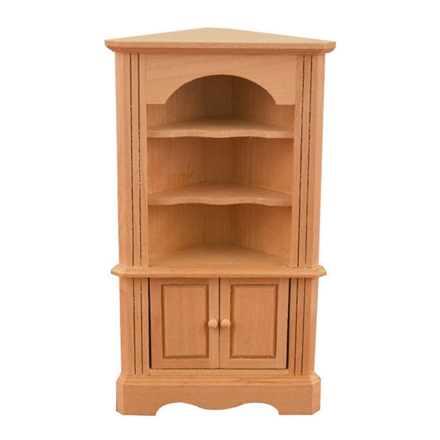 Miniature Wooden Triangular Cabinet Storage Compatible With Dollhouse Decor