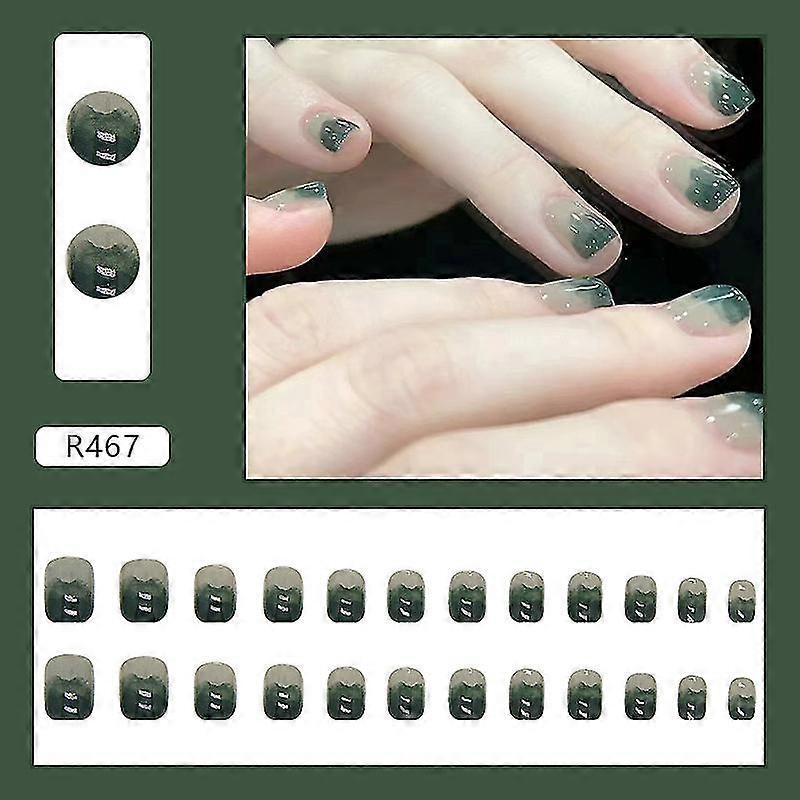 Wearable Nail Patch Manucure Sheet Green Forest Small Fresh Nail Patch Short Thin Model