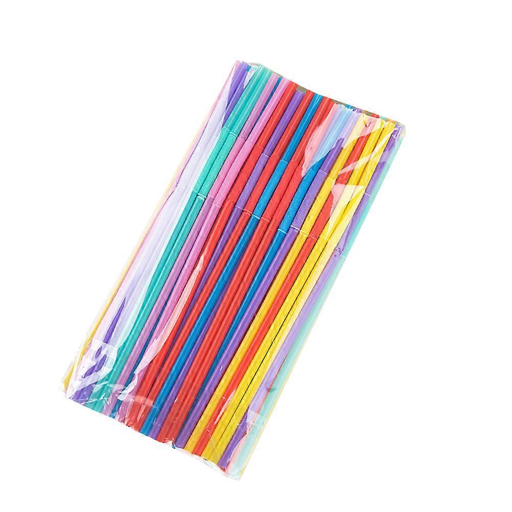 100 pcs Creative Colorful Art One-time Bending Straw for Juice Milk Tea Drinking
