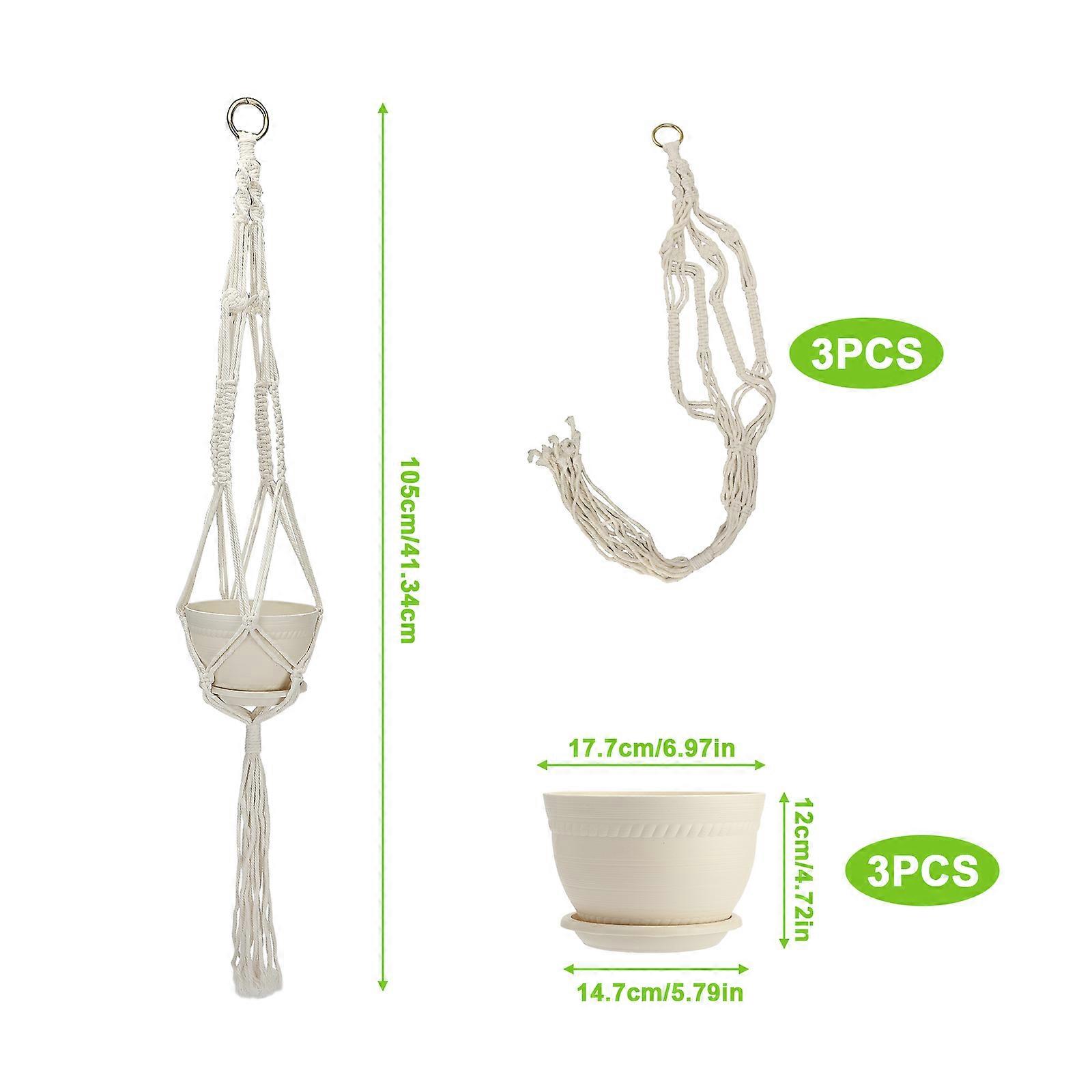 3 set di resina fatta a mano piantaccia portafioriere appesa corda di cotone Bohemian Pot