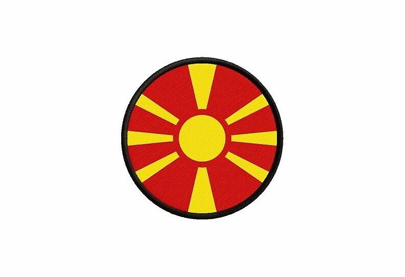 Patch ecusson flag macedoine print thermosticker round round