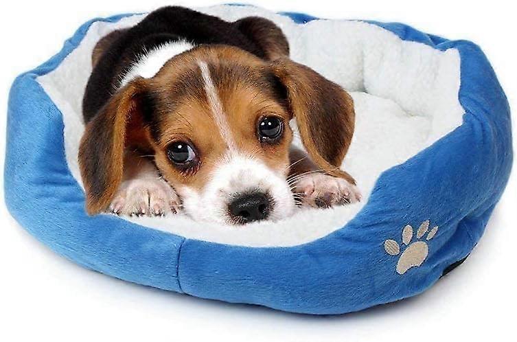 Cute Paw Print Comfortable Pet Dog Cat Puppy Kitten Nest Mat Soft Wool Bed (Blue)
