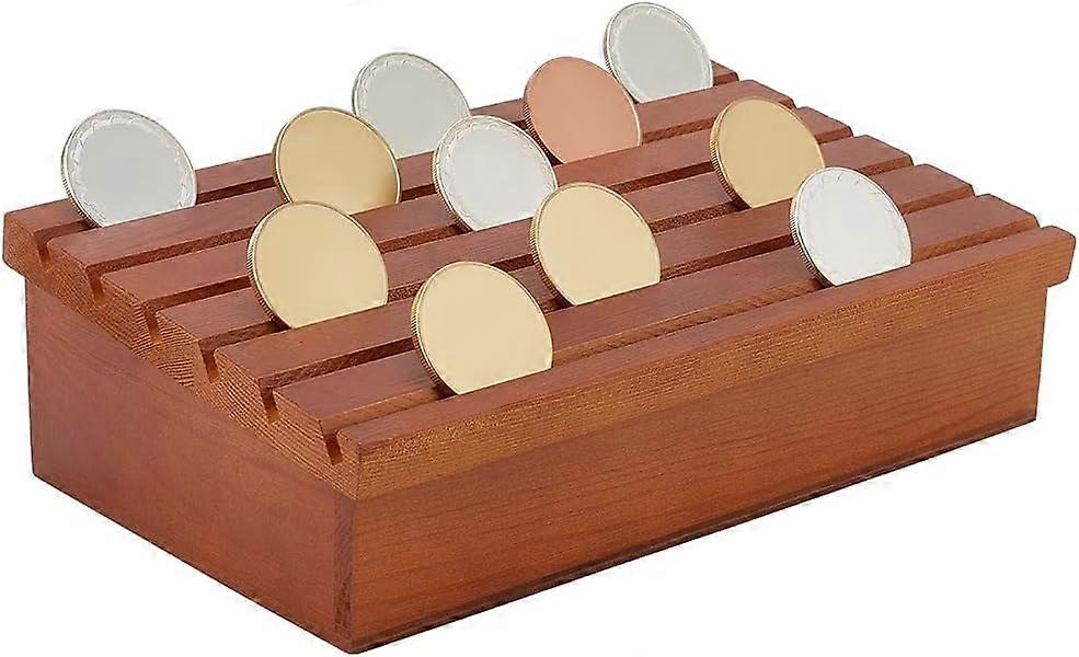 Wood Coin Display Case Coin Organizer Holder Rectangle Chocolate 262x156x77.5mm