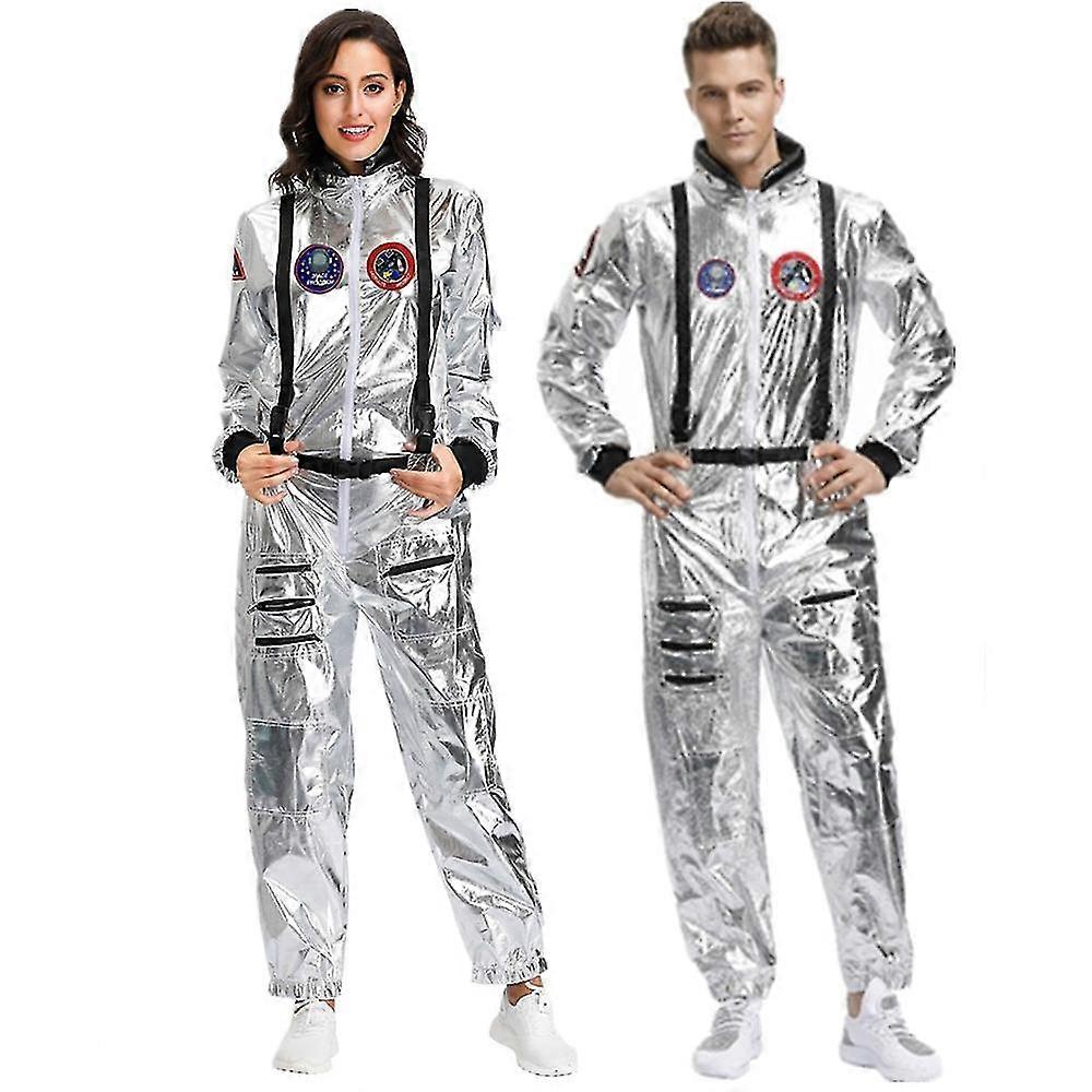 Couples Astronaut Jumpsuit Uniform Carnival Halloween Cosplay Party Space Costume Role Play Fancy Dress Up For Man/Woman/Children