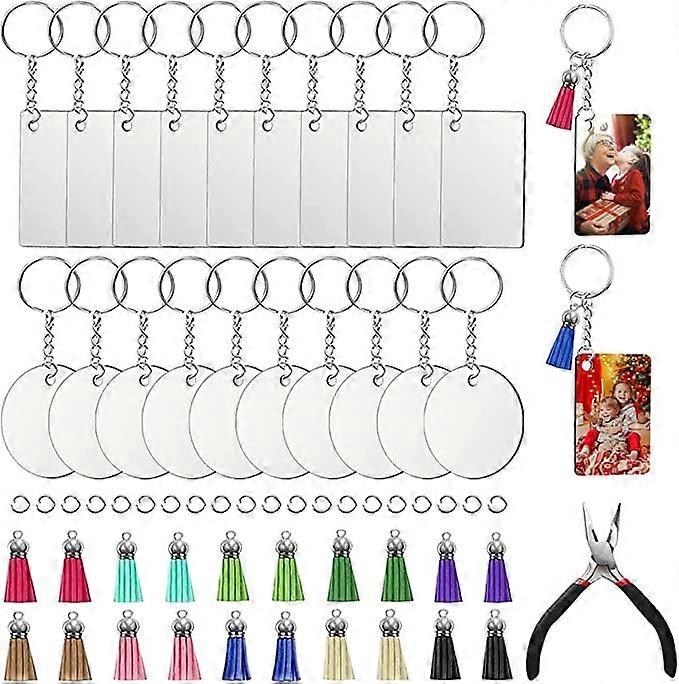 Sublimation Keychain Blanks Bulk, 81 Pcs Sublimation Keychain Blanks Set with Double-Side Rectangle Sublimation Blanks, Keychain Tassels,Keychain Ring