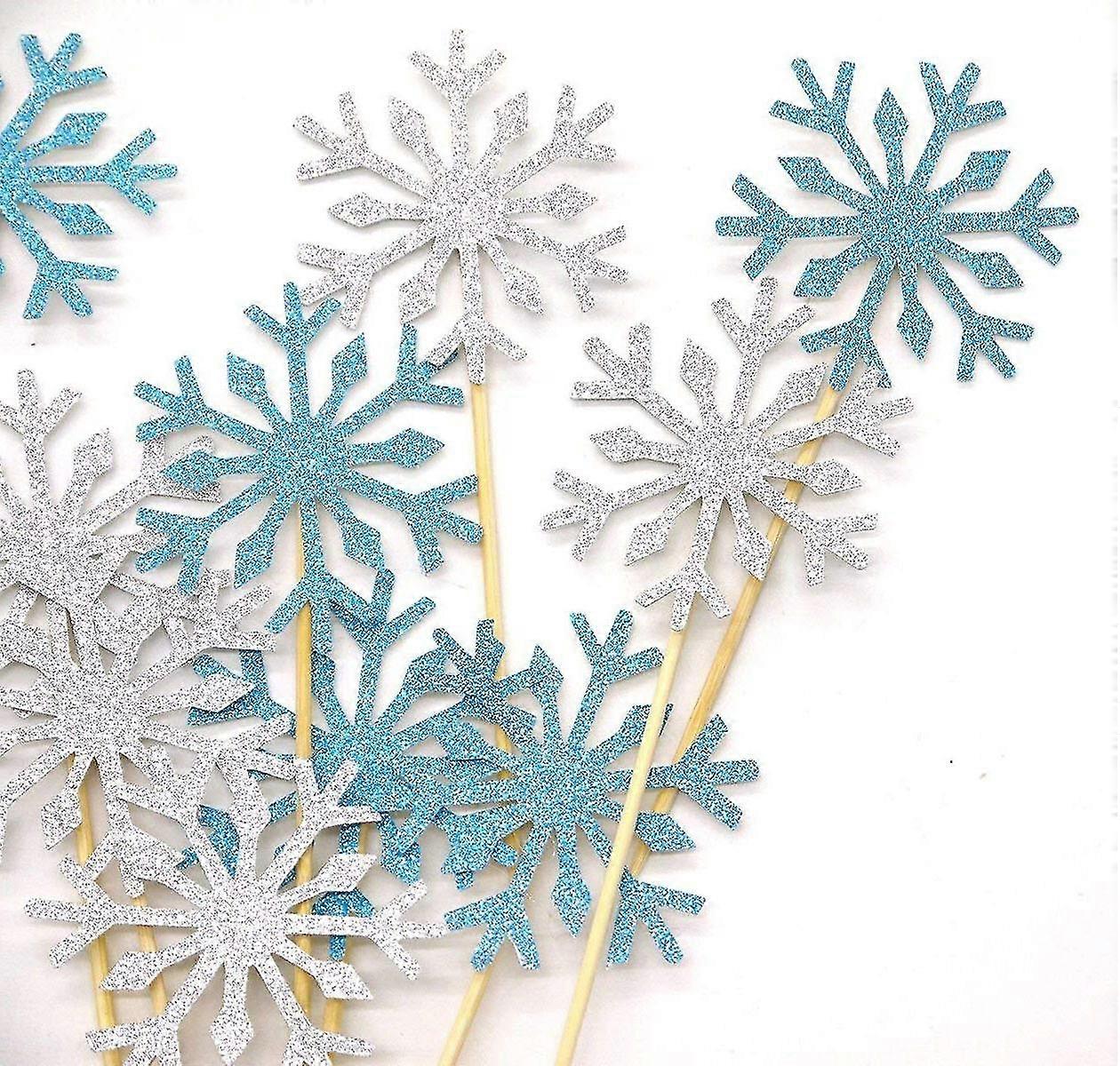 10 Blue + 10 Silver Cake Snowflake Card