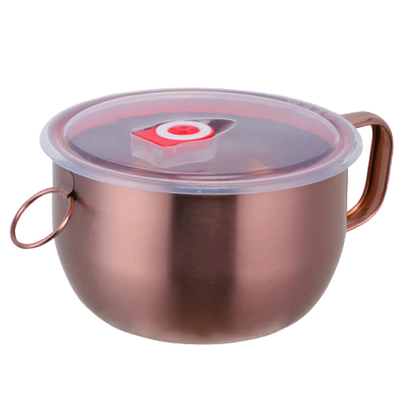 Instant Noodle Bowl Heat-resistant Non-slip Large Capacity Anti-scalding Handle Food Container with Lid for Home