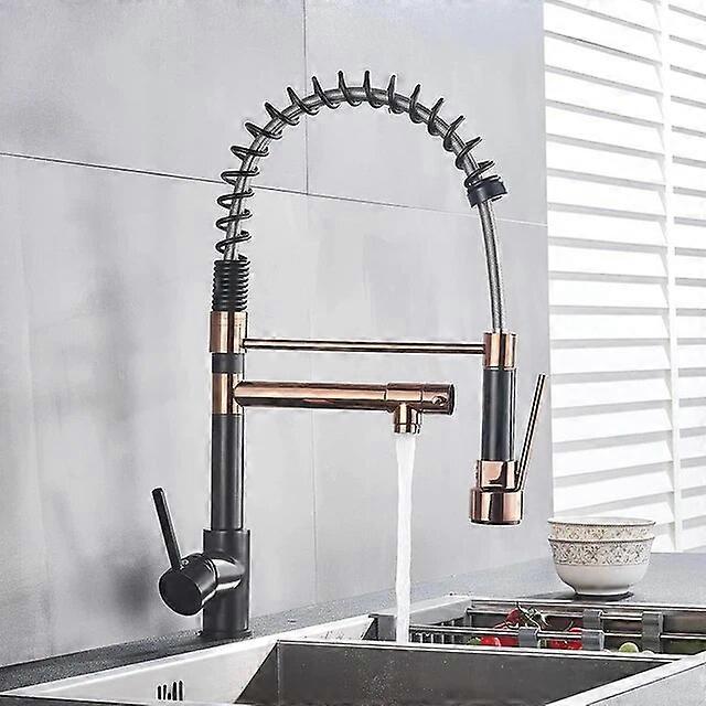 Spring Kitchen Faucet Pull Out Sprayer Dual Spout Single Handle Hot Cold Water Mixer Tap Sink Faucet 360 Rotation Kitchen Faucet