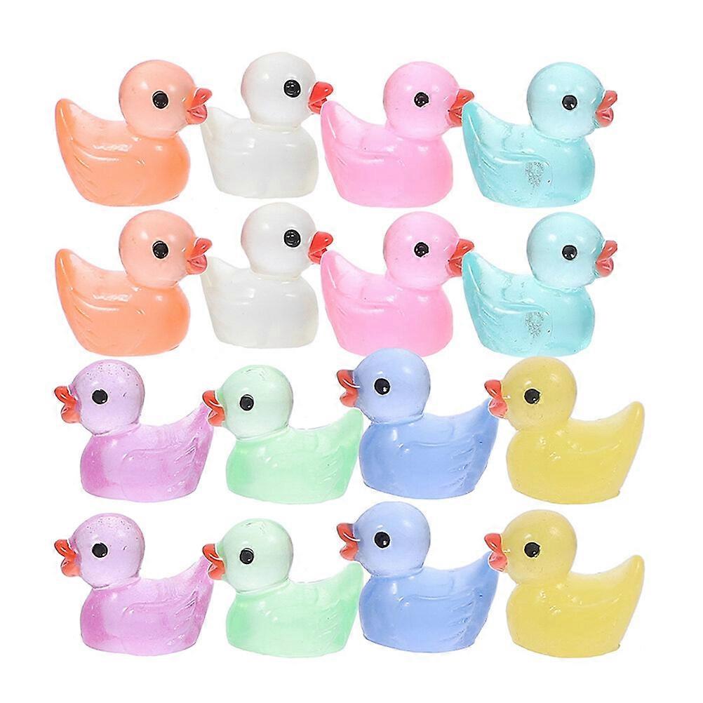 30pcs Mini Duck Garden Duck Statue Colorful Mini Duck Decor Resin Craft Glowing Statue