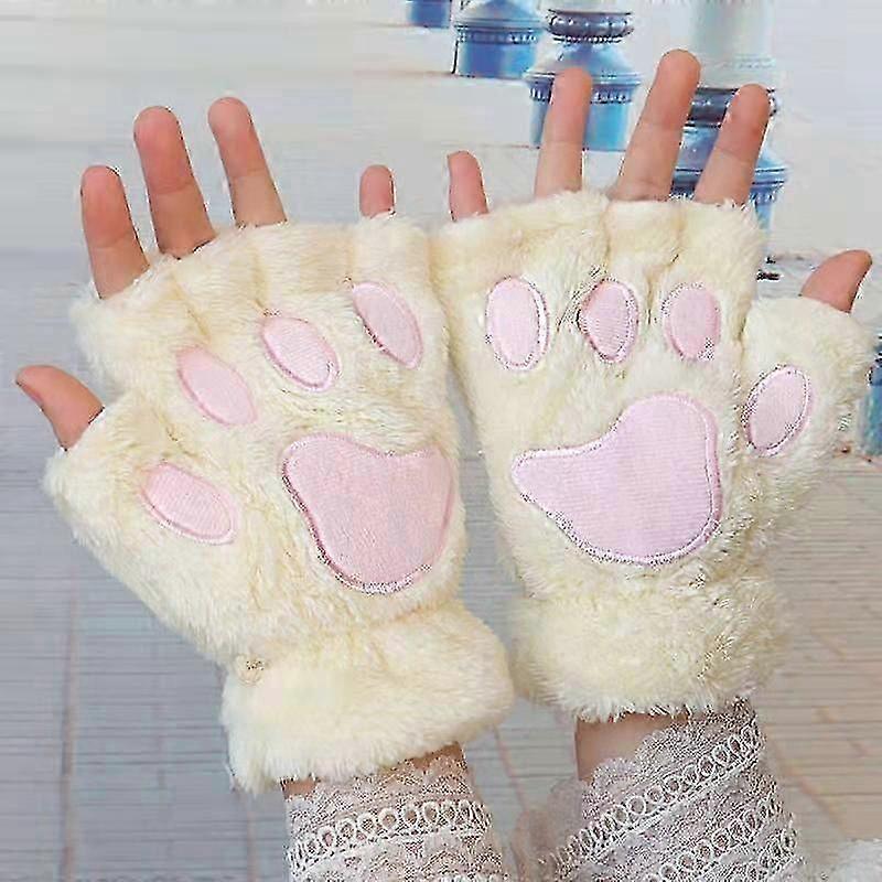 Schöne Katze Klaue Pfote Handschuhe Plüsch Fäustlinge Plüsch Freizeit Bär Katze Halber Finger