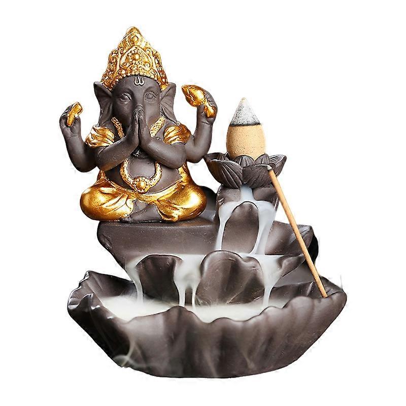 Incense Burner Easy to Carry Classical Creative Backflow Incense Burner with Elephant Statue Decor for Gifts Qinhai