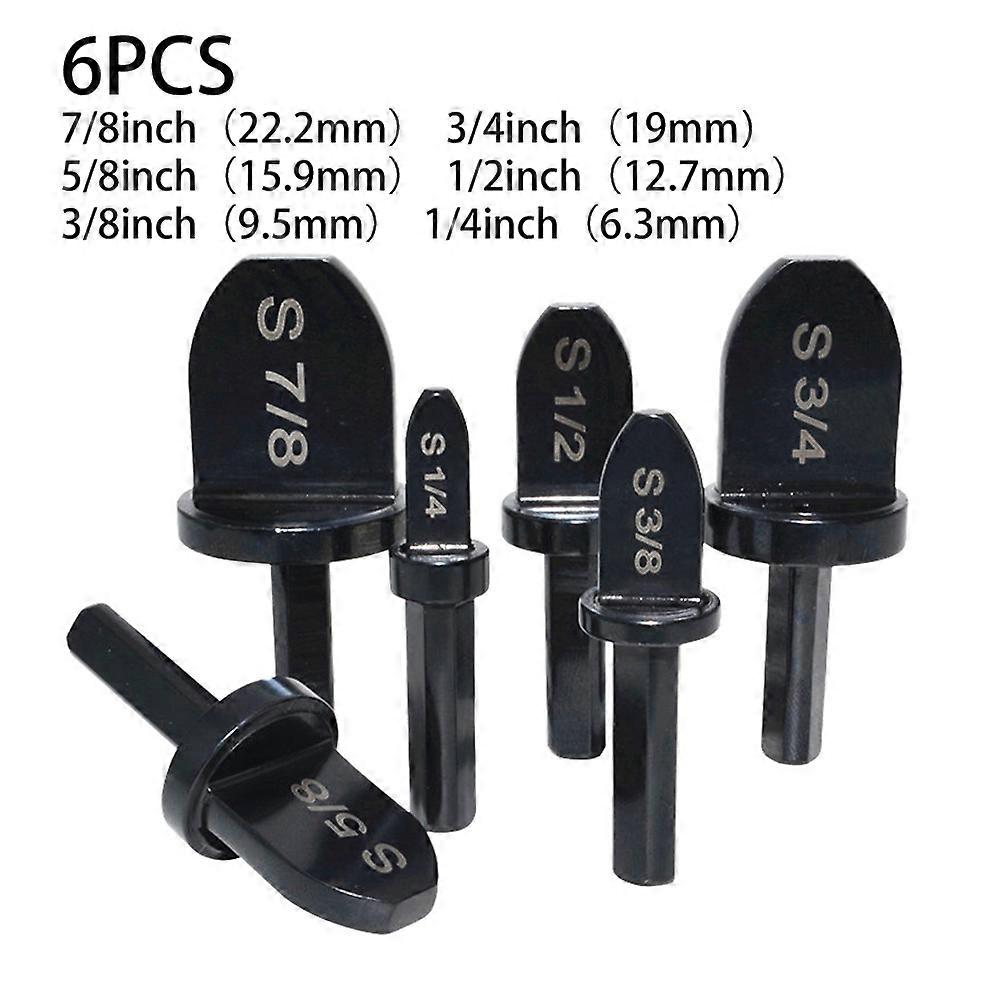 6pcs Swaging Tool Drill Bit Set With 1/4" 3/8" 1/2" 5/8" 3/4" 7/8" Bits Air Conditioning Round Handle Tube Expander Black Inch