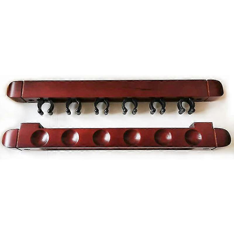 6 Pool Cue Rack, Wood Billiard Cue Rack Wall Mounted Pool Cue