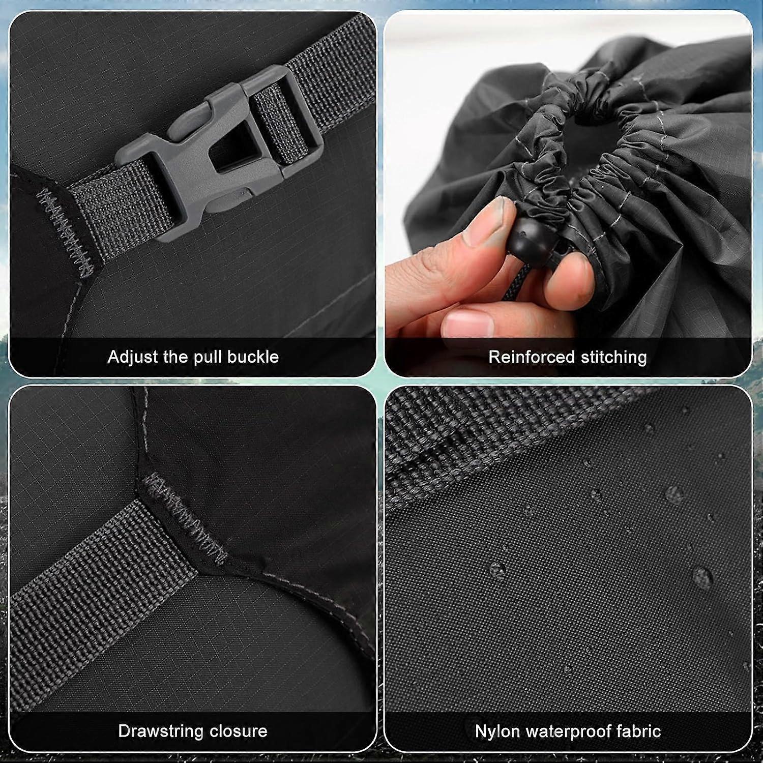 15 لتر خفيفة الوزن للماء ضغط مضغوط نايلون الاشياء حقيبة تخزين كيس ، للتخييم ، حقيبة ظهر ، تخزين الملابس ، أسود