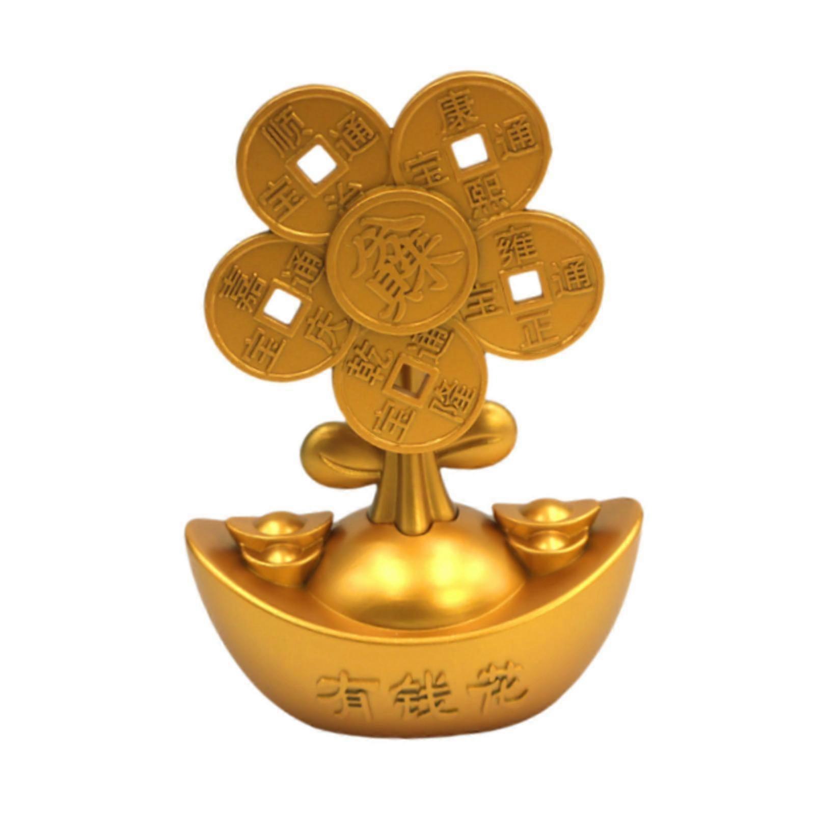 Feng Shui Money Tree Statue Bookshelf New Year Shop Rotary Windmill Figurine