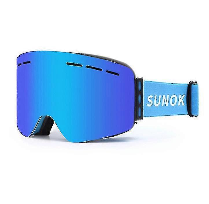 Ski Snowboard Goggles 100% Uv400 Anti Fog Double Lens Goggles Blue