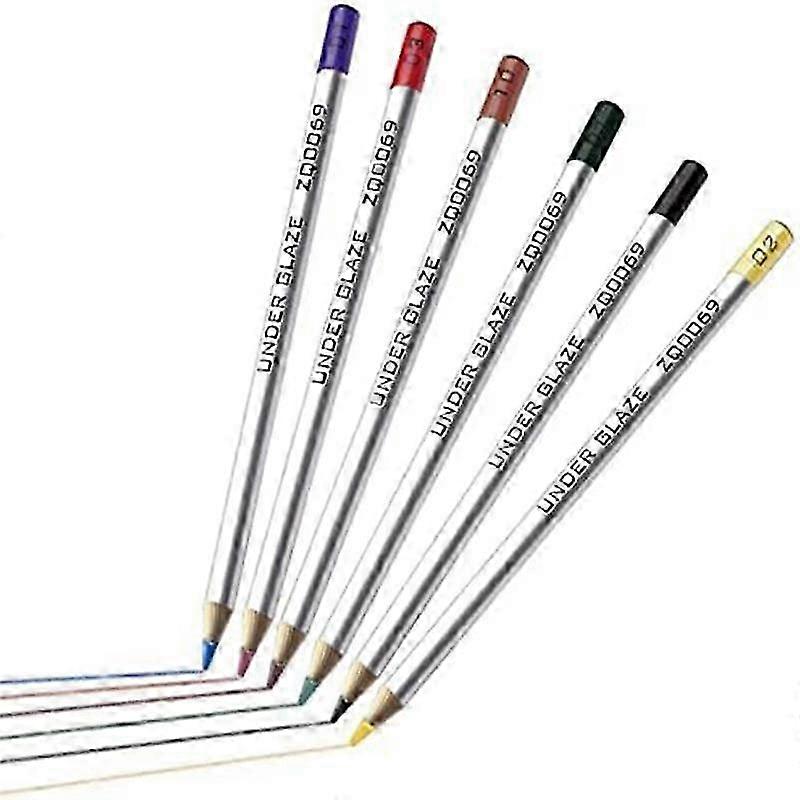 6Pcs Underglaze Pencils, Underglaze Pencils compatible with Pottery,Underglaze Pencil Precision Underglaze Penc