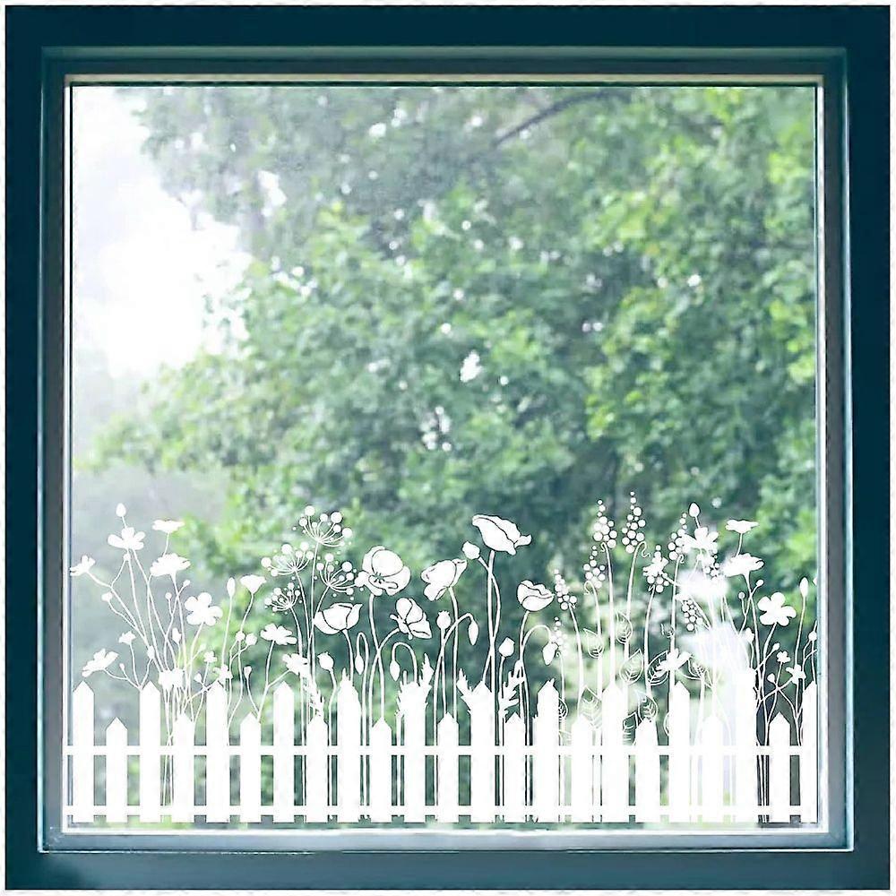 PVC Window Static Stickers Rectangle Shape for Window Decoration Flower 380x1160mm