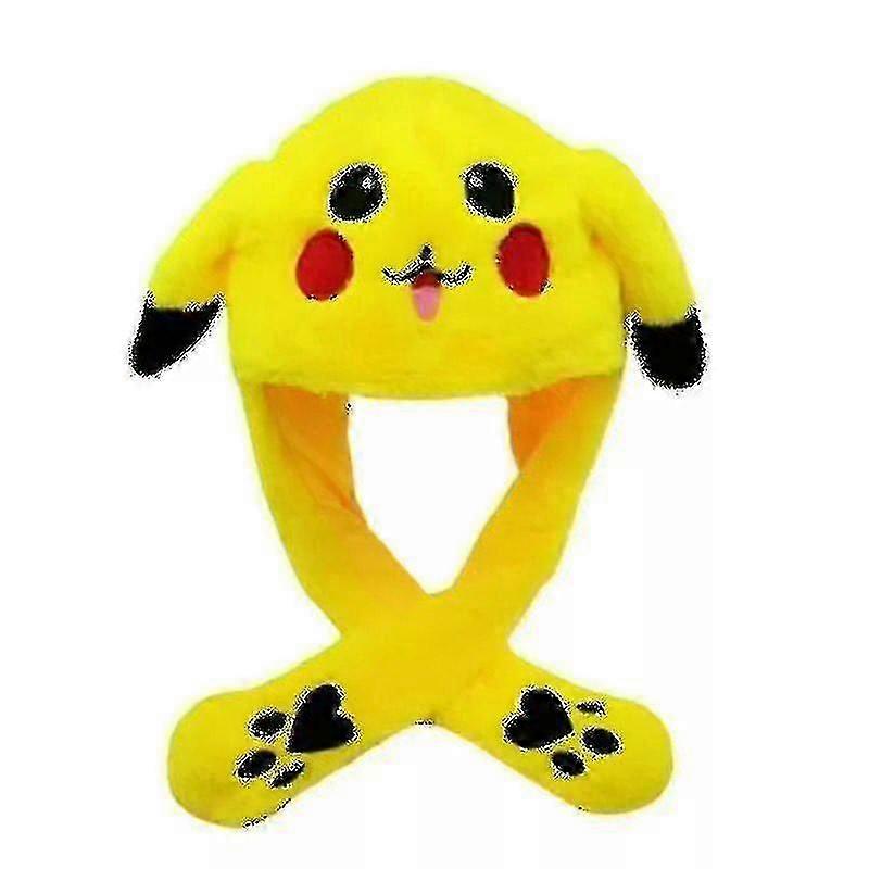Pikachu Hat Rabbit Ear Moving Jumping Hat Funny Bunny Plush Hat Cap V1
