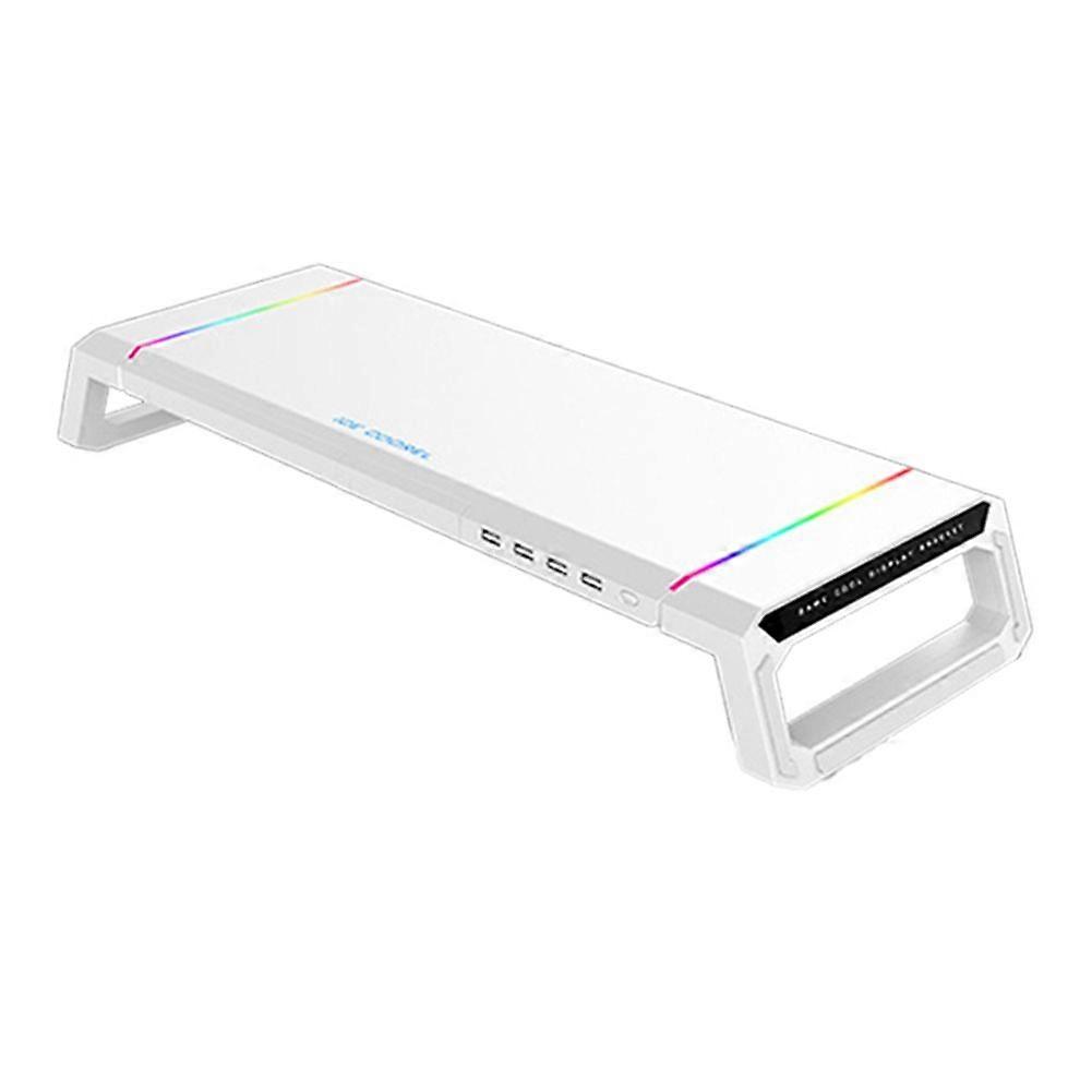 4USB Computer Monitor Stand Desktop Organizer PC Screen Laptop Desk Stand Mouse Keyboard Storage W