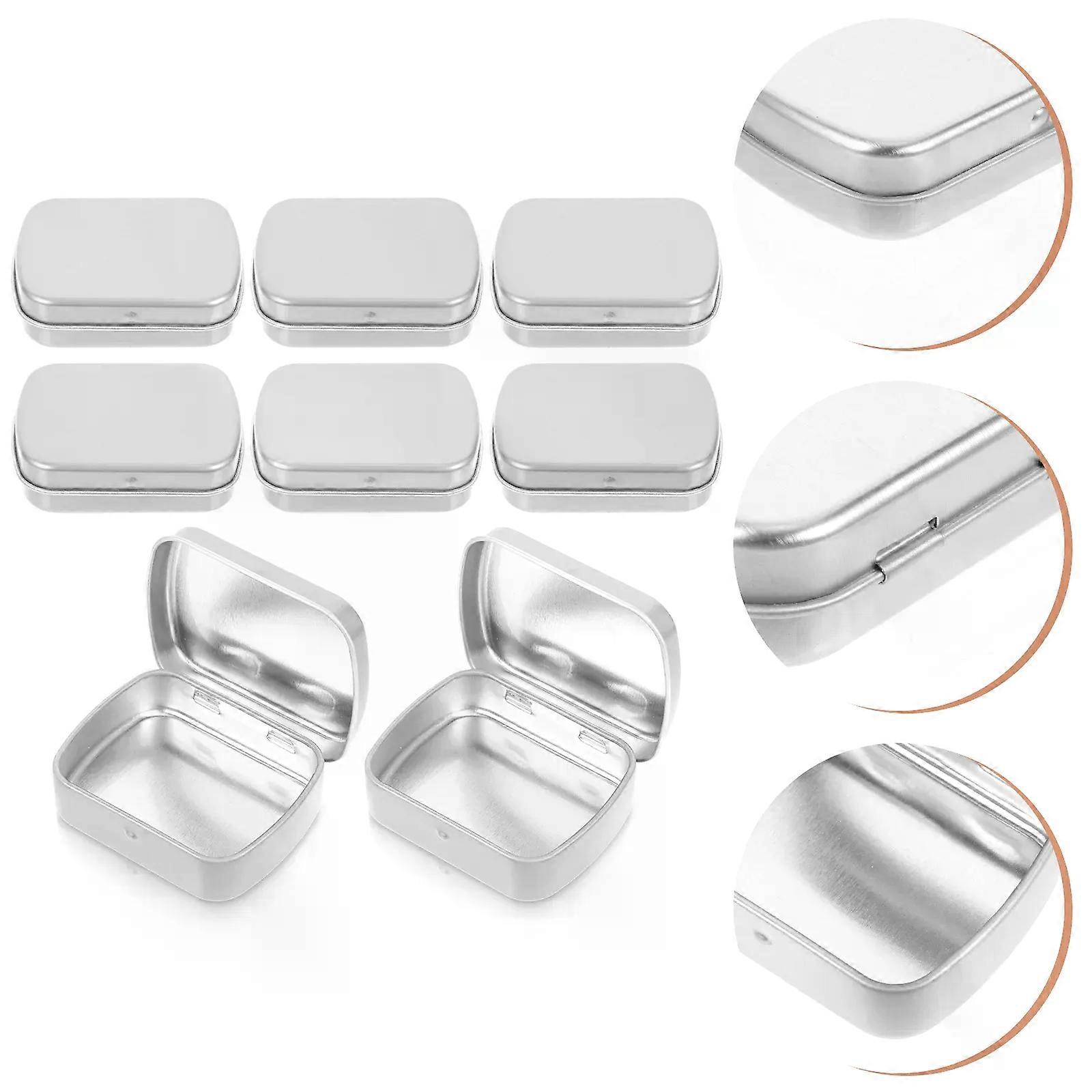 10 Pcs Tin Box Iron Can Small Case Candy Jar Containers with Lids Cookie Organizer Objects Spice Rectangular