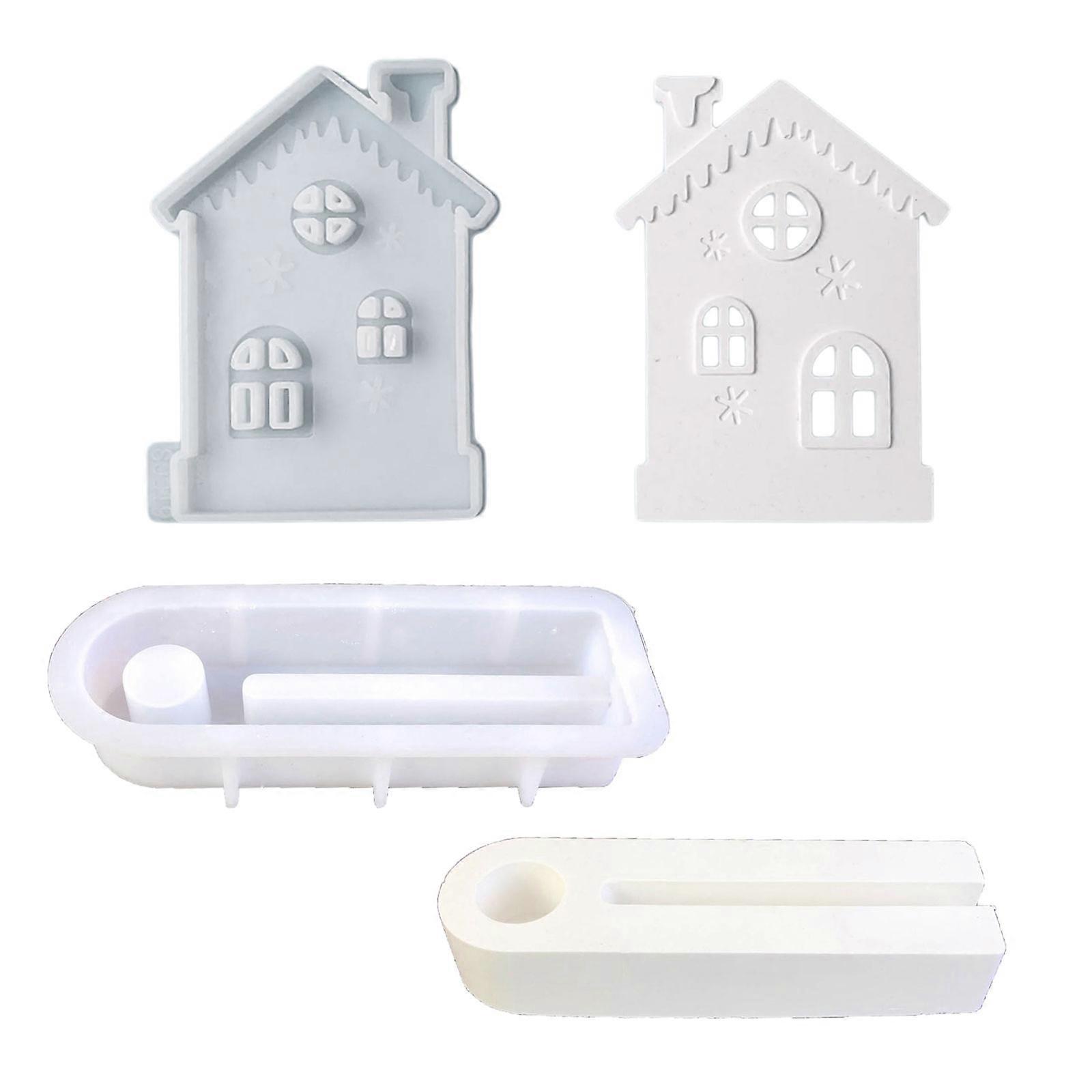 Snow House Candlesticks Silicone Molds DIY Castings Mould Castle House Candle Holder Resins Molds for Table Decorations 4