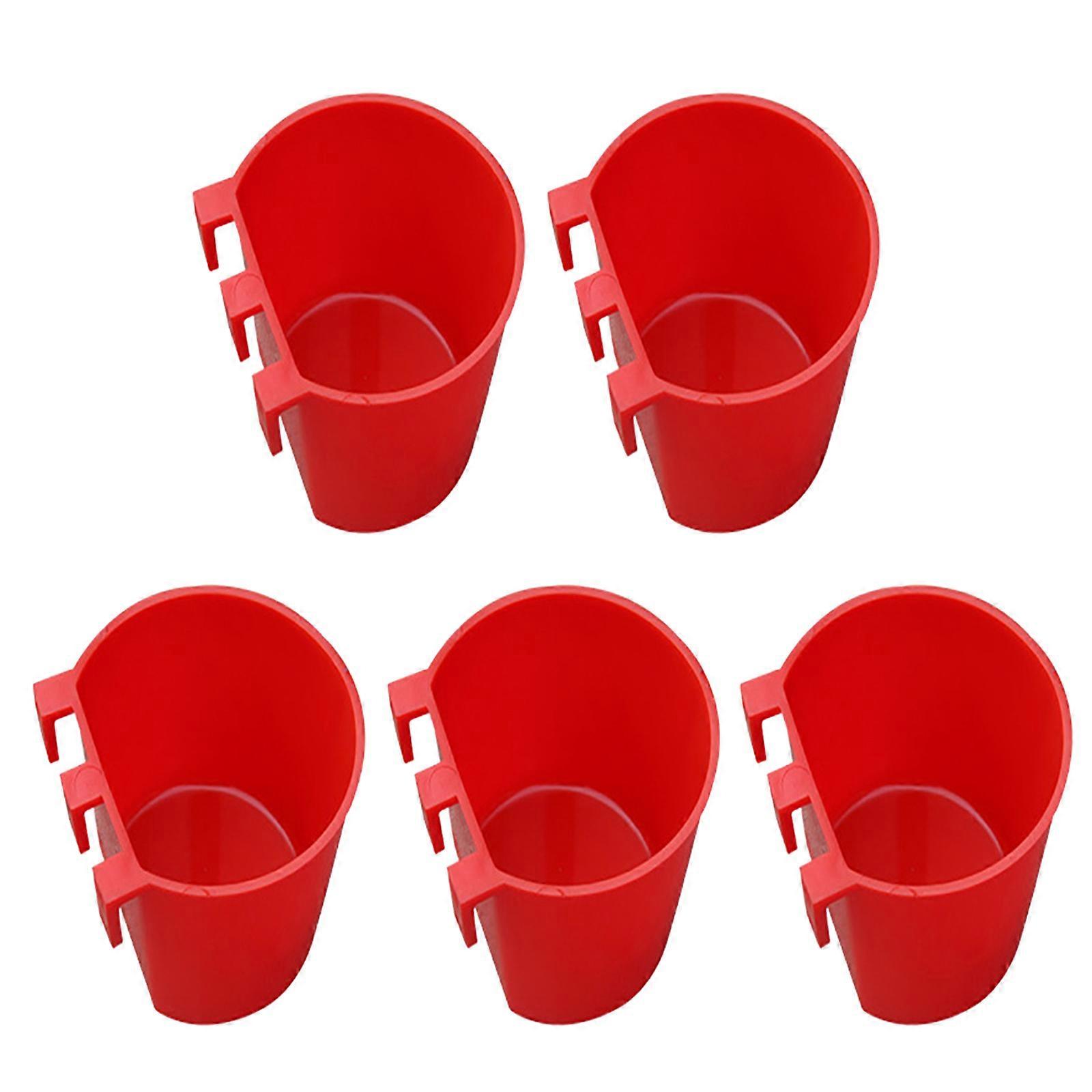 Set of 5 Bird Feeders Plastic Cups for Parrots and Chicken Coops Durable Plastic for Poultry and Pet Birds