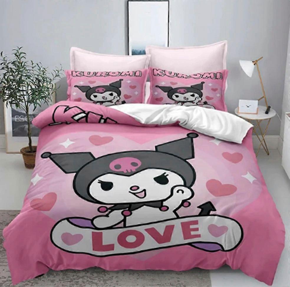 v2314 Lakan Tryckt tecknad film täcke för barn, Söt, Mjuk, Anpassningsbara sängkläder, Skräddarsydda, Hem, Sovrum 3-delat sängkläder set (1 täcke 