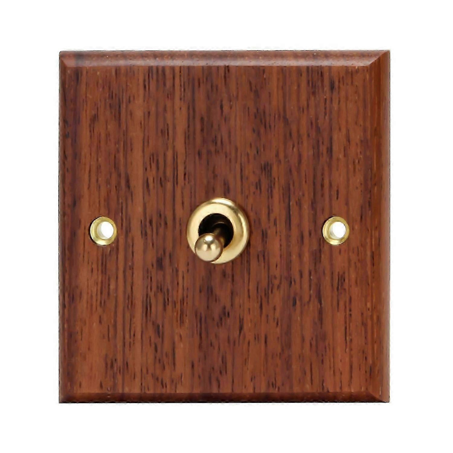 Solid Wood Panel Switch Wall Light Vintage Brass Toggle Switch Wood Grain Electrical Switch