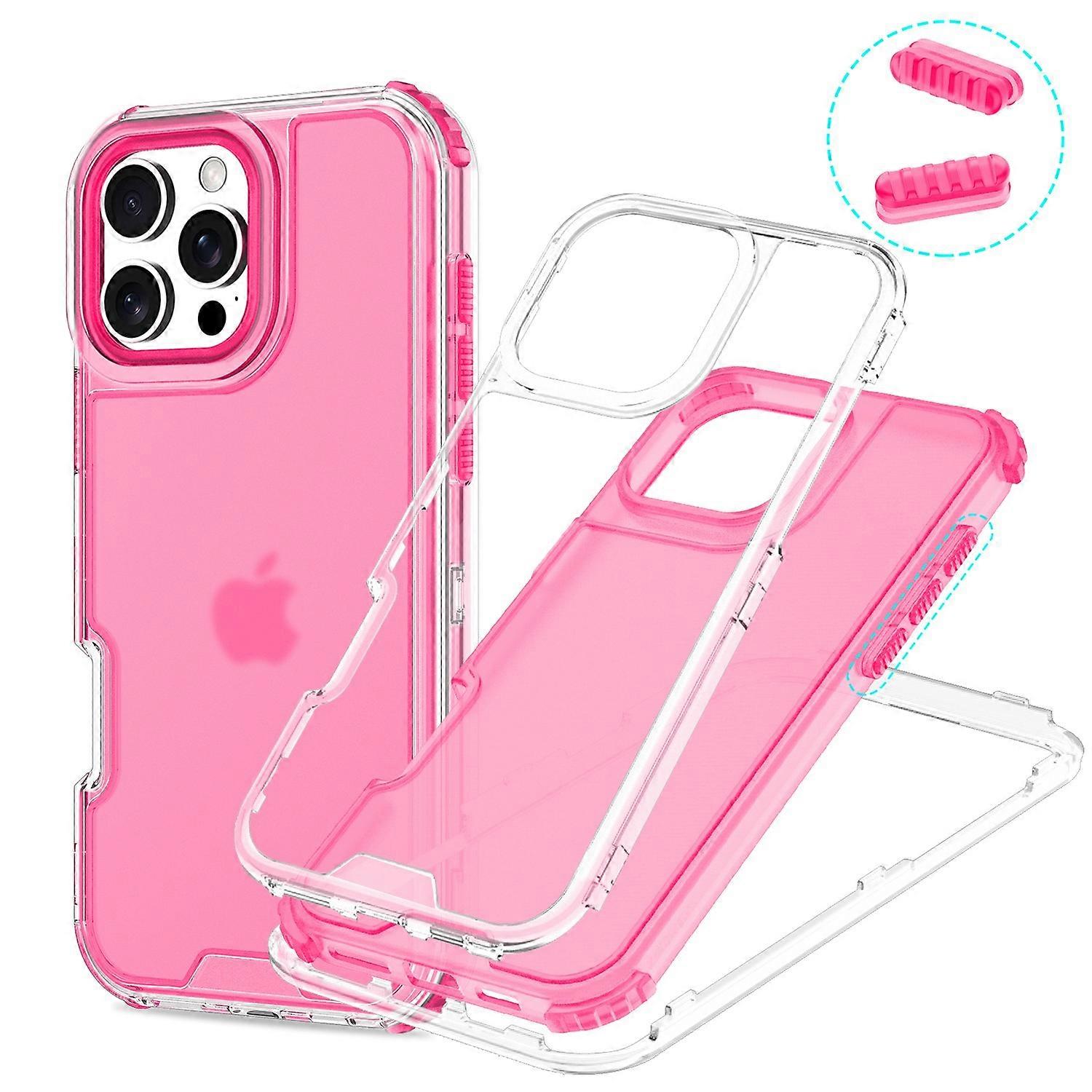 For iPhone 16 Pro Max Case Detachable Design Soft TPU+Clear PC Phone Back Cover