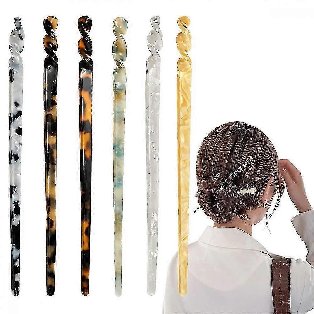 Patyczki do włosów z octanu Stylizacja 6 sztuk 6,9 cala Włosy Vintage Leopard Print Tortoise Shell Hairpin Pałeczki Spinki do włosów Dysk Patyczki do włosów Włosy AET