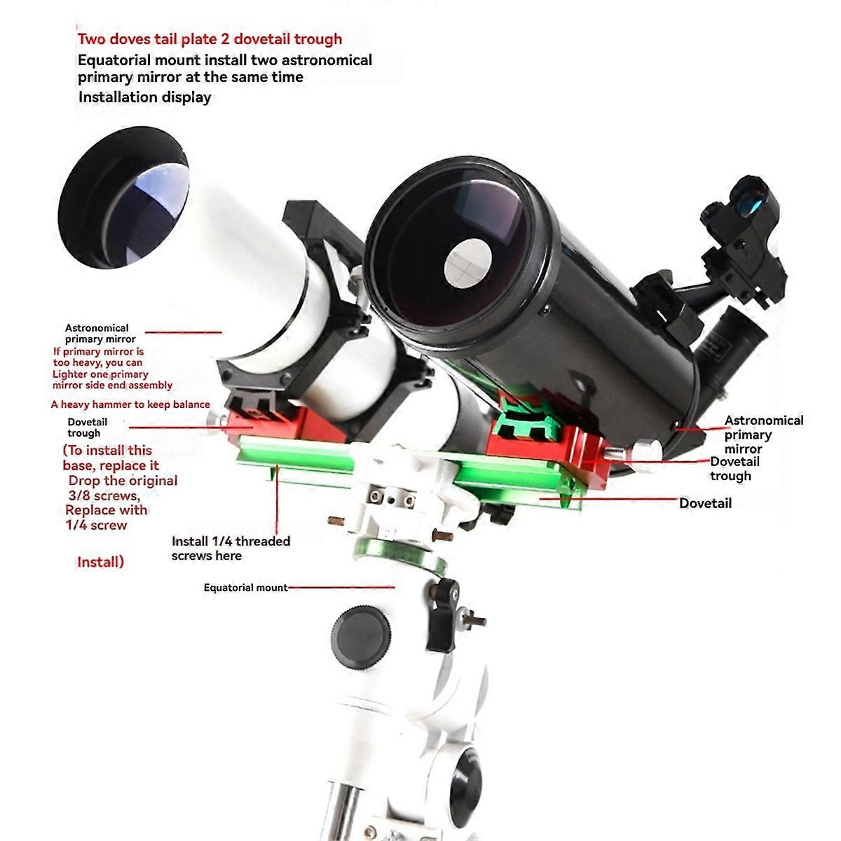 Piastra 250mm Telescopio Equatoriale Piastra a coda di rondine Un adattatore Due Piastra corta Telescopio astronomico