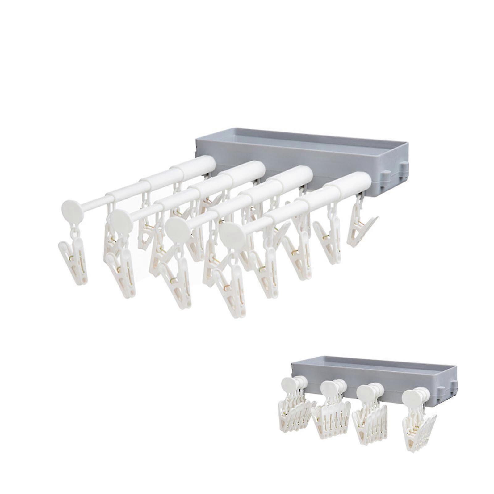 Wall-Mounted Retractable Drying Rack No Punching Closet Storage Rack